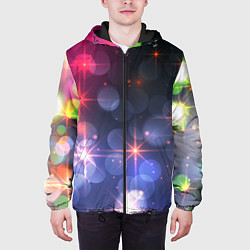 Куртка с капюшоном мужская Поп арт неоновые звезды космического неба, цвет: 3D-черный — фото 2