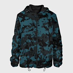 Куртка с капюшоном мужская Тёмно-синий камуфляж, цвет: 3D-черный