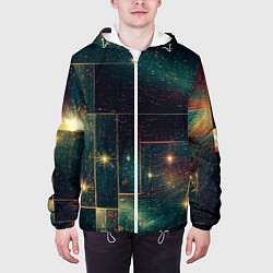 Куртка с капюшоном мужская Абстракция паркета и звезд, цвет: 3D-белый — фото 2