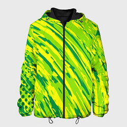 Куртка с капюшоном мужская Абстракция зеленые линии, цвет: 3D-черный