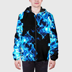 Куртка с капюшоном мужская Красивый синий огонь, цвет: 3D-черный — фото 2