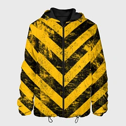 Куртка с капюшоном мужская WARNING - желто-черные полосы, цвет: 3D-черный