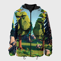 Куртка с капюшоном мужская Воксельный лес, цвет: 3D-черный