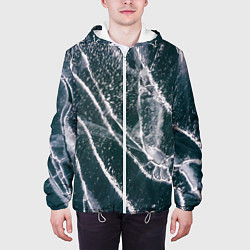 Куртка с капюшоном мужская Ледяные трещины на замерзшем море, цвет: 3D-белый — фото 2