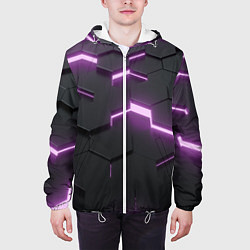 Куртка с капюшоном мужская Абстрактные шестиугольники, цвет: 3D-белый — фото 2