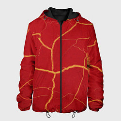 Куртка с капюшоном мужская Красный текстурный узор, цвет: 3D-черный