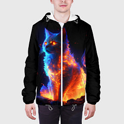 Куртка с капюшоном мужская Огненная кошка, цвет: 3D-белый — фото 2
