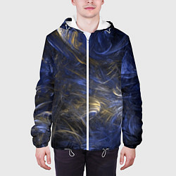 Куртка с капюшоном мужская Синяя абстракция, цвет: 3D-белый — фото 2