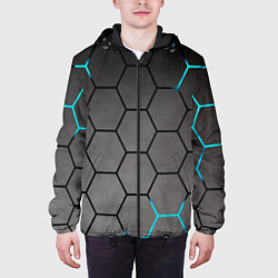 Куртка с капюшоном мужская Броня текстура неоновая, цвет: 3D-черный — фото 2