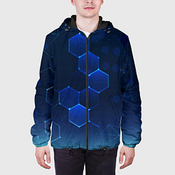 Куртка с капюшоном мужская Абстрактная сетка, цвет: 3D-черный — фото 2