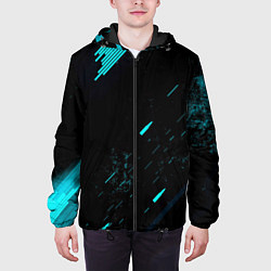 Куртка с капюшоном мужская Abstraction Line blue, цвет: 3D-черный — фото 2
