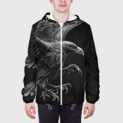 Куртка с капюшоном мужская Черно-белый ворон, цвет: 3D-белый — фото 2