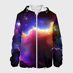 Куртка с капюшоном мужская Столкновение галактик, цвет: 3D-белый