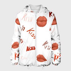 Куртка с капюшоном мужская Поцелуйчики, цвет: 3D-белый