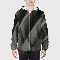 Куртка с капюшоном мужская Абстрактные серые острые металлические листы, цвет: 3D-белый — фото 2