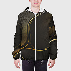 Куртка с капюшоном мужская Фон с золотыми линиями, цвет: 3D-белый — фото 2