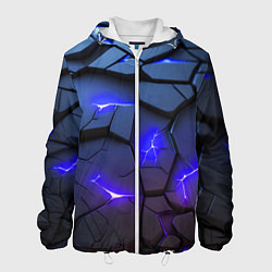 Куртка с капюшоном мужская Светящаяся синяя лава, цвет: 3D-белый