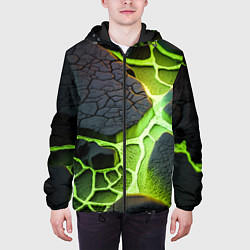 Куртка с капюшоном мужская Зеленая неоновая лава, цвет: 3D-черный — фото 2