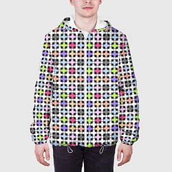 Куртка с капюшоном мужская Разноцветный геометрический рисунок, цвет: 3D-белый — фото 2