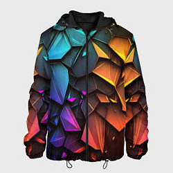 Куртка с капюшоном мужская Неоновая абстрактная чешуя дракона, цвет: 3D-черный