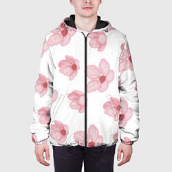 Куртка с капюшоном мужская Цветение сакуры, цвет: 3D-черный — фото 2