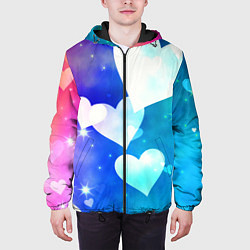 Куртка с капюшоном мужская Dreamy Hearts Multicolor, цвет: 3D-черный — фото 2
