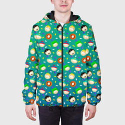 Куртка с капюшоном мужская Южный Парк - паттерн персонажи, цвет: 3D-черный — фото 2