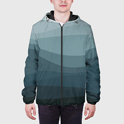 Куртка с капюшоном мужская Бирюзовые волны, цвет: 3D-черный — фото 2