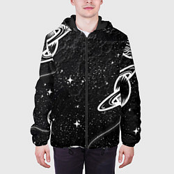 Куртка с капюшоном мужская Черно-белый Сатурн, цвет: 3D-черный — фото 2