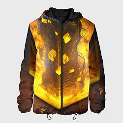 Куртка с капюшоном мужская Куб с огнём, цвет: 3D-черный