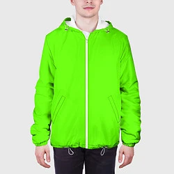 Куртка с капюшоном мужская Кислотный зеленый, цвет: 3D-белый — фото 2