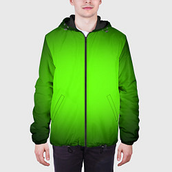 Куртка с капюшоном мужская Кислотный зеленый с градиентом, цвет: 3D-черный — фото 2