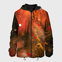 Куртка с капюшоном мужская Абстрактный красный туман и краски, цвет: 3D-черный