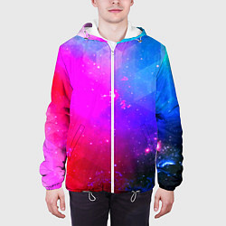 Куртка с капюшоном мужская Космическая абстракция, цвет: 3D-белый — фото 2