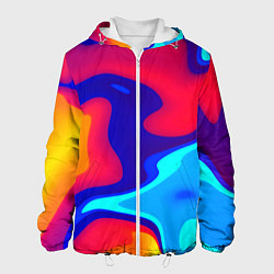 Куртка с капюшоном мужская Смесь красок ультрафиолет, цвет: 3D-белый
