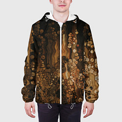 Куртка с капюшоном мужская Тёмные камни и тёмные краски в воде, цвет: 3D-белый — фото 2