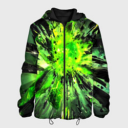 Куртка с капюшоном мужская Fractal green explosion, цвет: 3D-черный