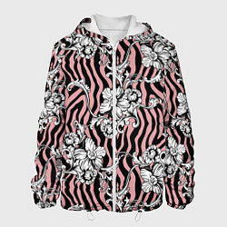 Куртка с капюшоном мужская Floral pattern - vanguard, цвет: 3D-белый