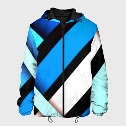 Куртка с капюшоном мужская Спортивная геометрия из полос, цвет: 3D-черный