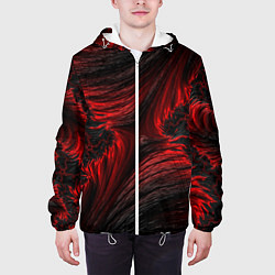 Куртка с капюшоном мужская Red vortex pattern, цвет: 3D-белый — фото 2