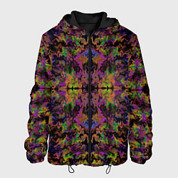 Куртка с капюшоном мужская Цветная психоделика, цвет: 3D-черный
