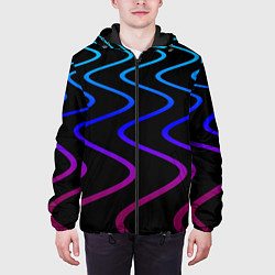 Куртка с капюшоном мужская Волновой неоновый растр, цвет: 3D-черный — фото 2