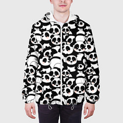 Куртка с капюшоном мужская Чёрно-белые панды, цвет: 3D-белый — фото 2