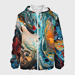 Куртка с капюшоном мужская Яркие разводы краски, цвет: 3D-белый