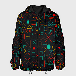 Куртка с капюшоном мужская Геометрия знаки символы, цвет: 3D-черный