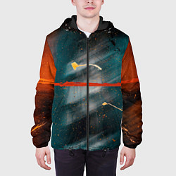 Куртка с капюшоном мужская Расплывчатые силуэты и краски, цвет: 3D-черный — фото 2