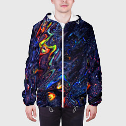 Куртка с капюшоном мужская Размытые космические краски, цвет: 3D-белый — фото 2
