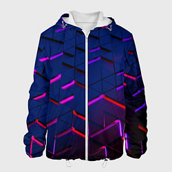 Куртка с капюшоном мужская Неоновые треугольники с подсветкой, цвет: 3D-белый