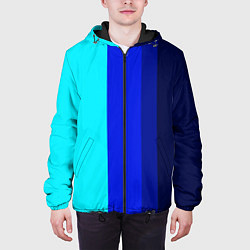 Куртка с капюшоном мужская Контрастные вертикальные полосы, цвет: 3D-черный — фото 2