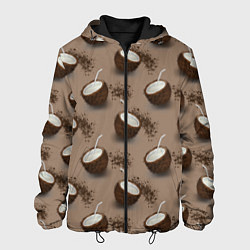 Куртка с капюшоном мужская Кокос и шоколад - паттерн, цвет: 3D-черный